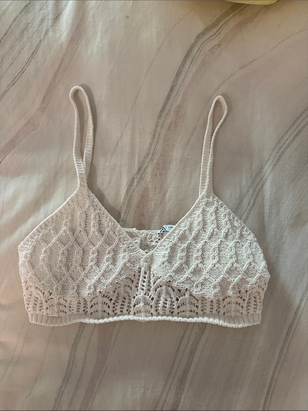 Zara Delicate Crochet Bralette, Summer Top - Cream